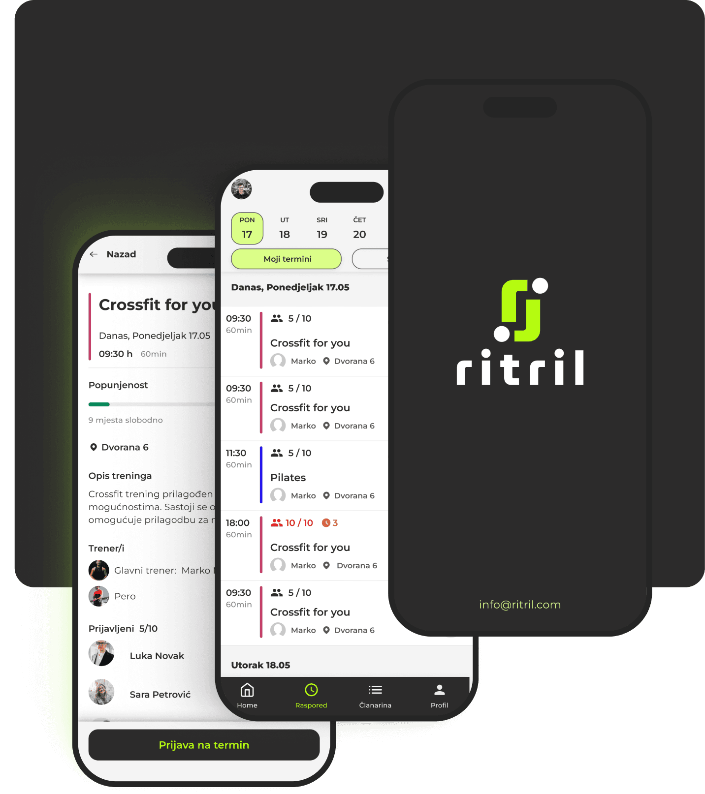 Softver za teretane Ritril na mobitelu i računalu